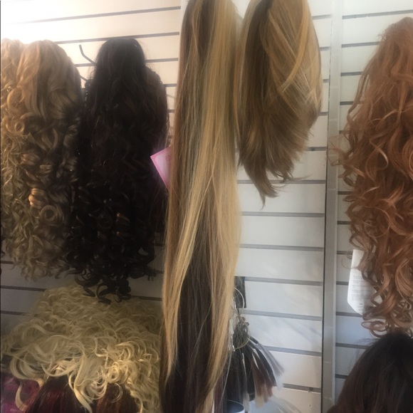 Ponytail blonde black brown hair piece long short - Picture 3 of 5